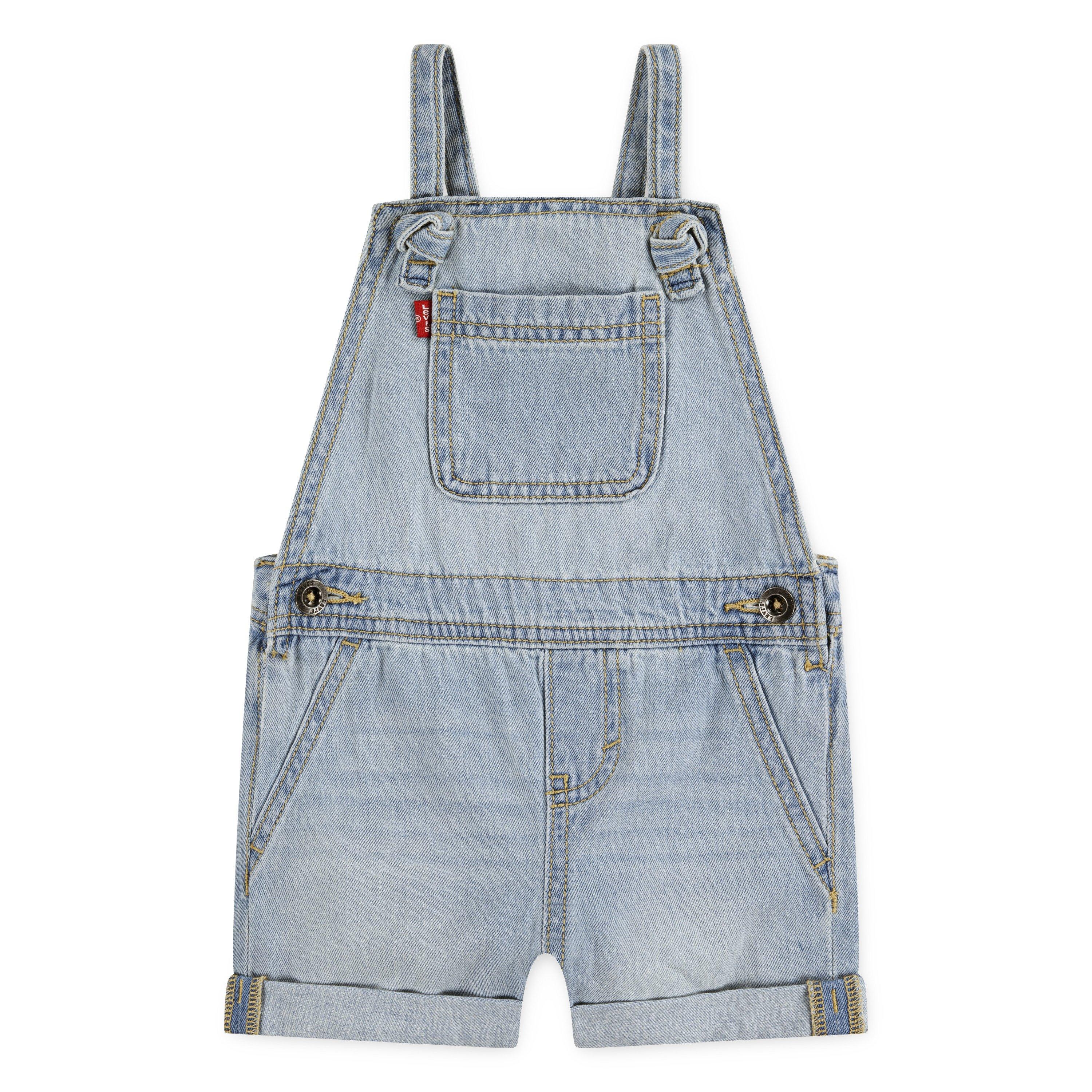 Levi's Infant Girls' Knot Strap Light Blue Wash Denim Shortalls - LIGHT BLUE